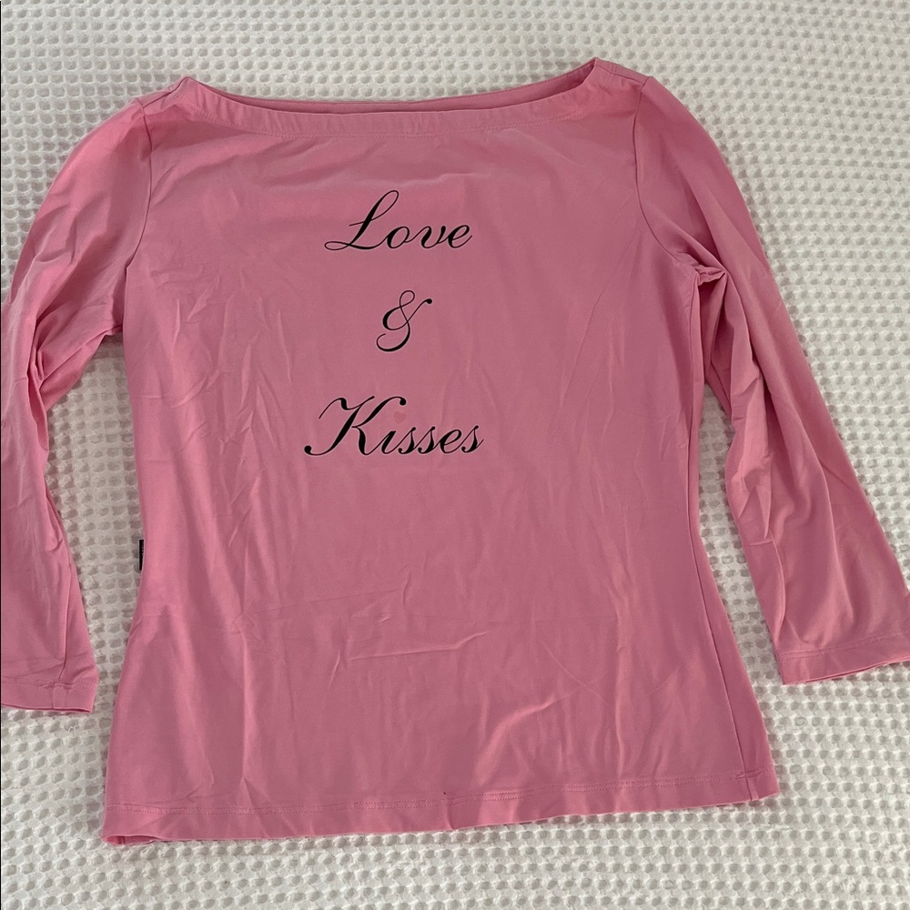 Y2K Moschino Pink Blouse with Love & Kisses Design